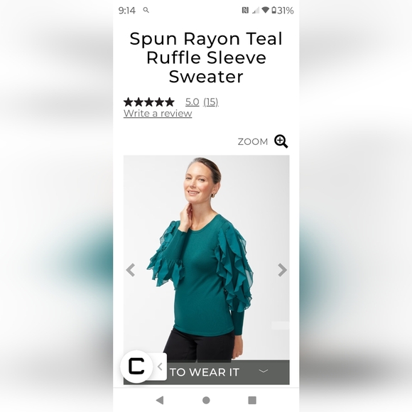 Ruffle Sleeve Chico’s Sweater. Size 0 - Picture 6 of 7